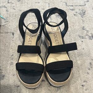 Sole Society Black Wedge Sandals